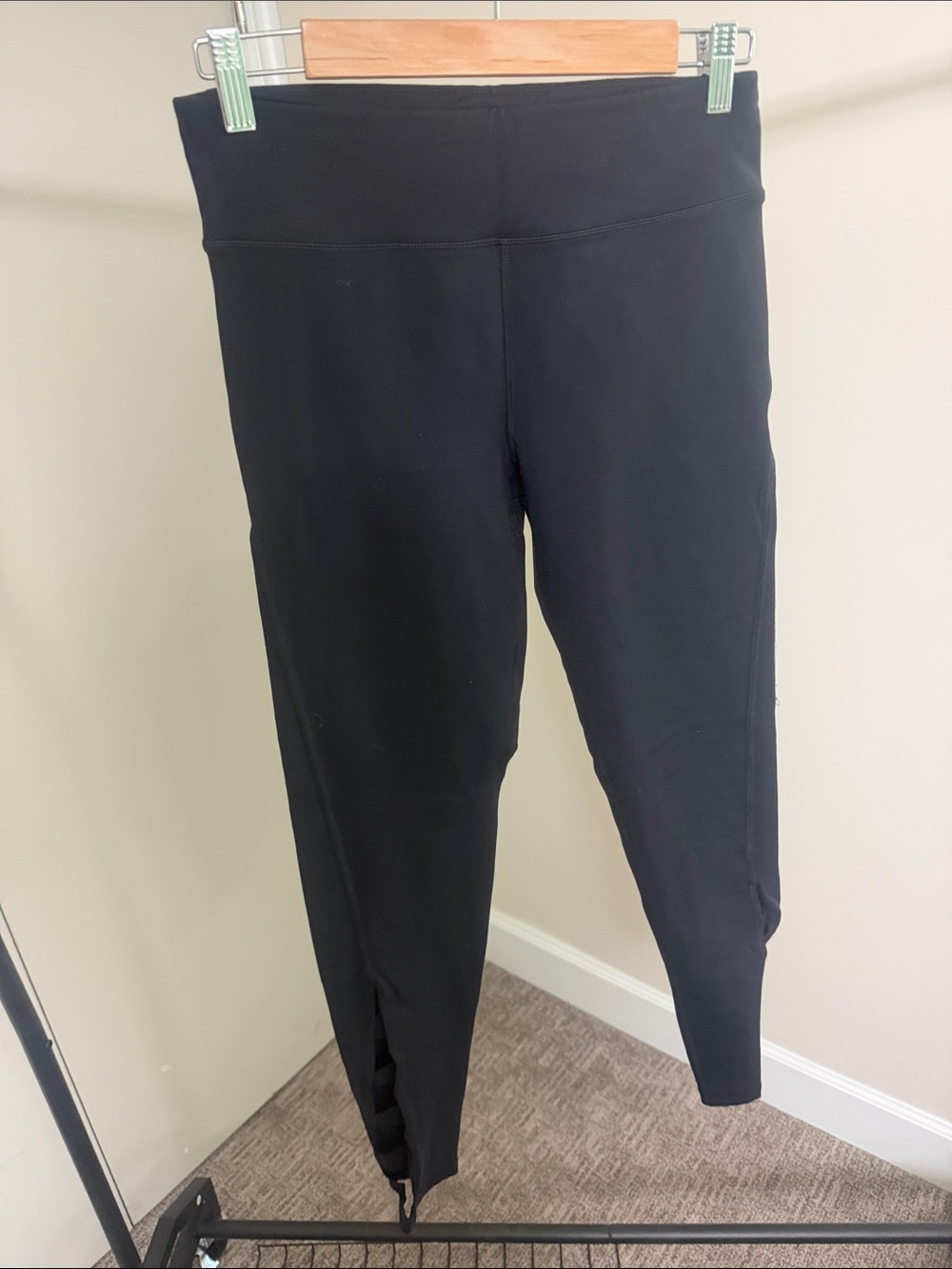 Express Black High-Waist Leggings with Ankle Elastic Detail